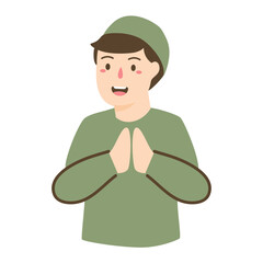 Happy ramadan with islamic character illustration