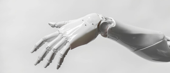 White robot hand, humanoid robot hand