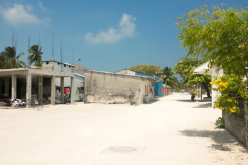 Fototapeta na wymiar Main square in the fisherman island of Mathiveri, Ari North atoll, Maldive
