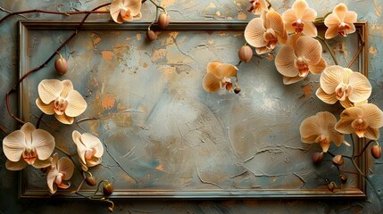 Elegant frame with orchids flowers