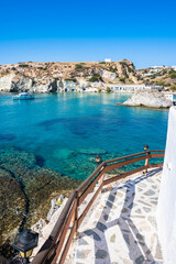 Coastal path to Rema beach in beautiful sea bay, Kimolos island, Cyclades, Greece