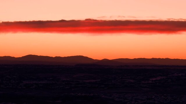 Red sky above nature landscape, rolling hills, aerial video footage,  Parker, Colorado, 4K