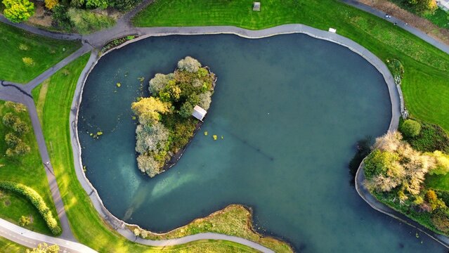 Blackrock Park Lake aerial photo, Dublin, Ireland