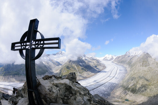 View in the mountains over the Aletsh glacier