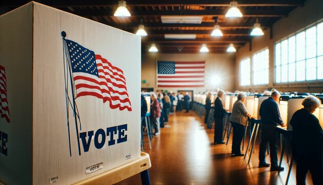 Voting stations prepared for action on the day of the US election