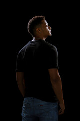 Portrait young African man from behind