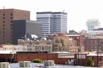 Afternoon view of the historic skyline of downtown Wichita, Kansas, USA.