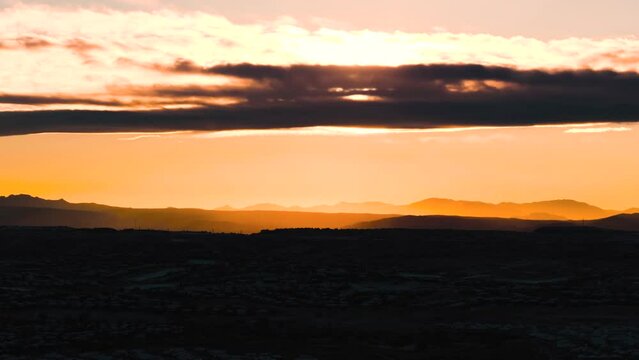 Sunset over the hills, nature, aerial video footage, Parker, Colorado, 4K