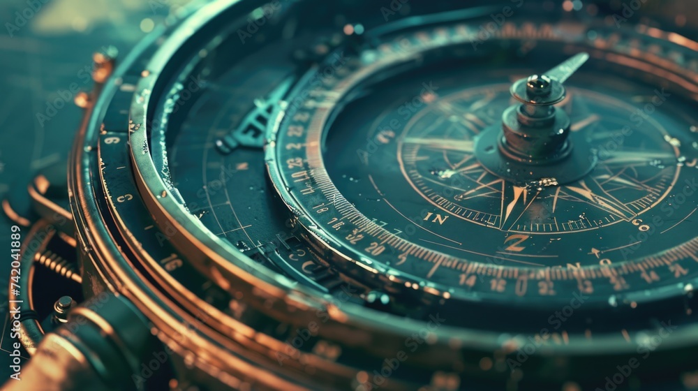 Poster compass scale or navigator. measuring instrument. ai generative.