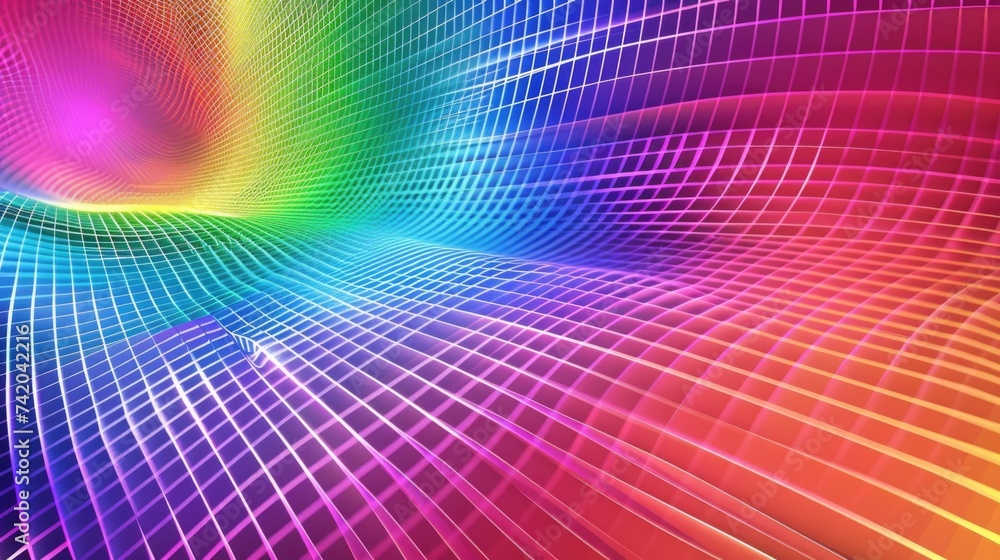 Poster abstract background in the form of a rainbow grid. ai generative.