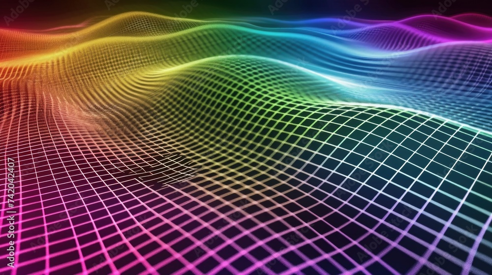 Poster abstract background in the form of a rainbow grid. ai generative.