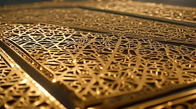 gold pattern background, carved detail of a door