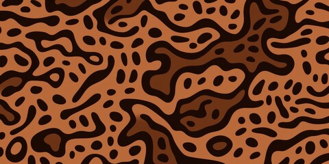 Brown fun line doodle seamless pattern