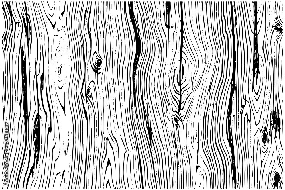 Wall mural wooden texture engraved in line art style on white background. hand drawn vector sketch illustration - Wall murals