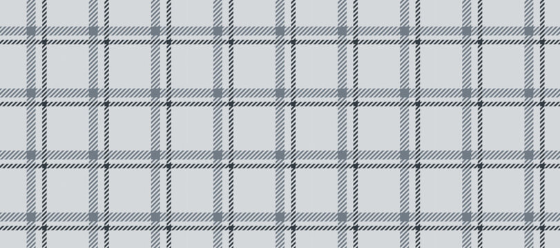 Seamless grey windowpane pattern. Checkered tartan plaid repeating background. Tattersall flannel texture print for textile or fabric. Gray check wallpaper. Vector vichy or gingham backdrop