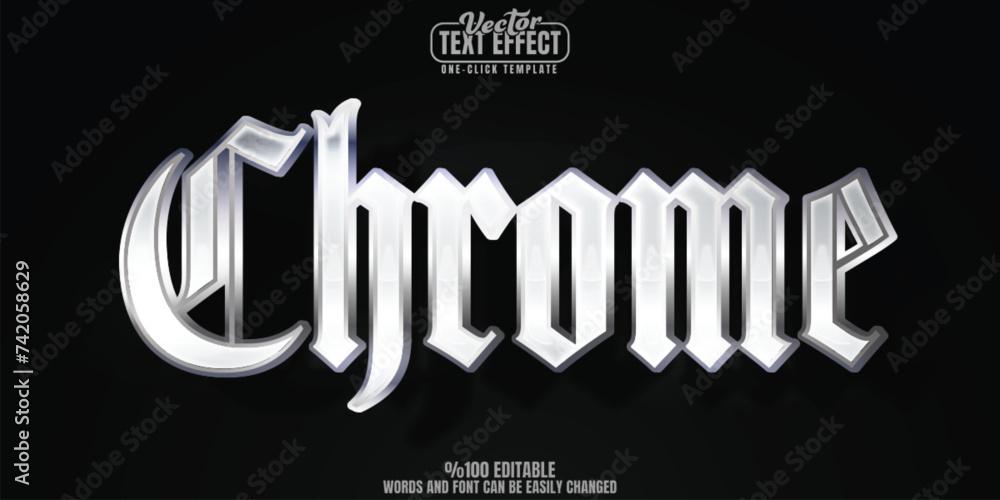 Poster chrome editable text effect, customizable hip hop and urban 3d font style