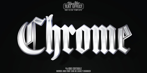 Chrome editable text effect, customizable hip hop and urban 3D font style