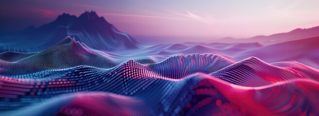 digital vision futuristic futuristic landscape concept, in the style of intuitive gestures, light indigo and red