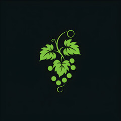A logo illustration of a grapevine on black background.