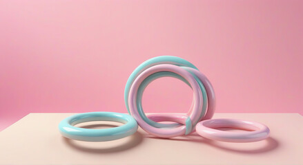 pink rubber bands on white background