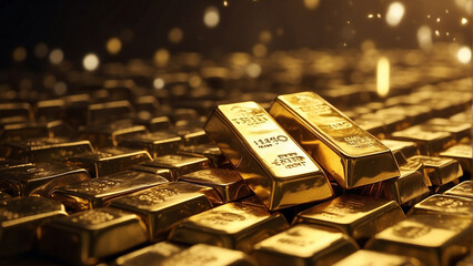 close up of gold bars on black