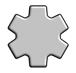Obraz premium silver or light gray gear done in 3d with 6 square cogs (gear teeth) - no arbor hole
