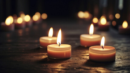 Fototapeta na wymiar burning candles in the dark