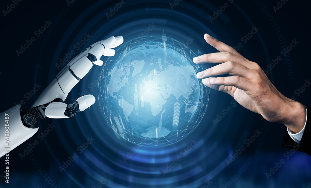Poster xai futuristic robot technology development, artificial intelligence ai, and machine learning concep