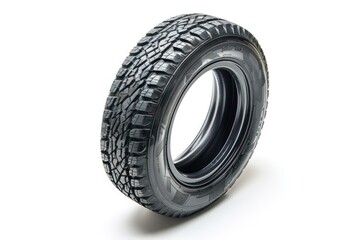 close view a winter tire in shown, white background