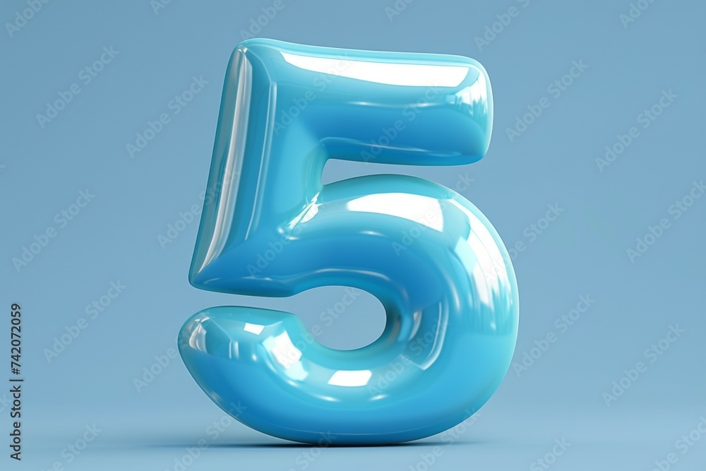 Poster numeral 5 five, date or birthday concept. background with selective focus and copy space