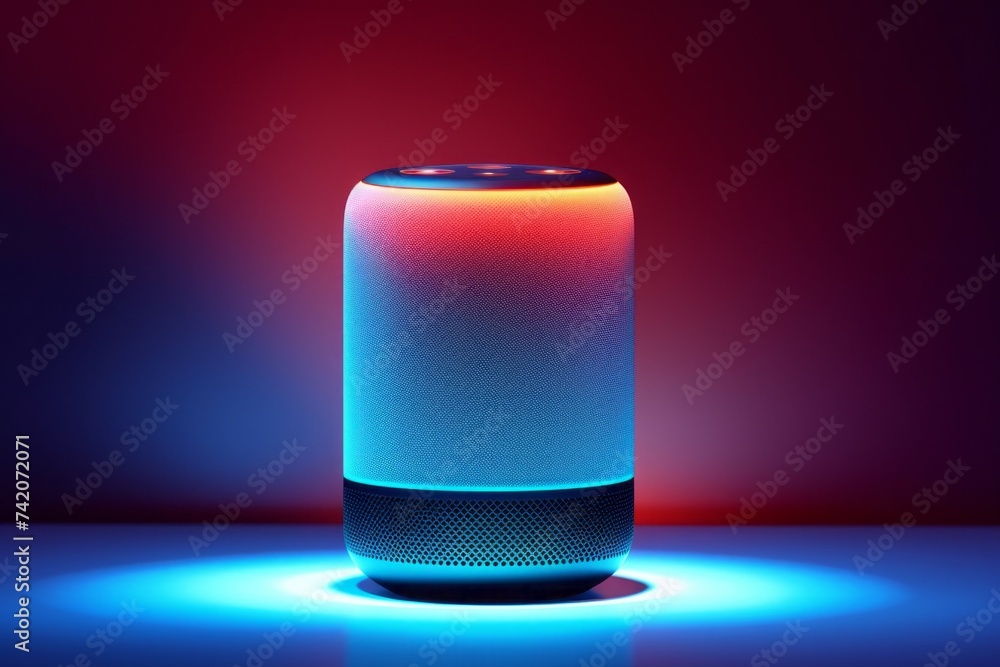 Poster smart speaker. background with selective focus and copy space