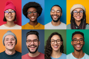 Portrait of different people. Background with selective focus and copy space