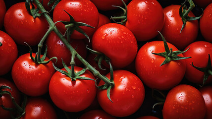 Fresh ripe red tomatoes background, top view