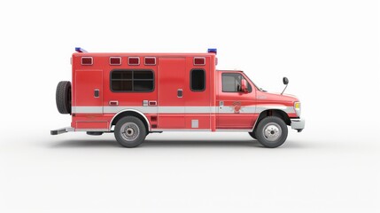 realistic photo of ambulance, white background