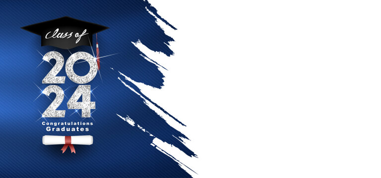 Class of 2024 Vector text for graduation silver design, congratulation event, T-shirt, party, high school or college graduate. Lettering for greeting, invitation card