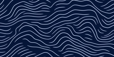 Fototapeta na wymiar Navy Blue fun line doodle seamless pattern