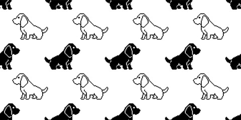 pixel art dog seamless pattern