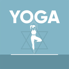 Silhouette of girl doing yoga Vector