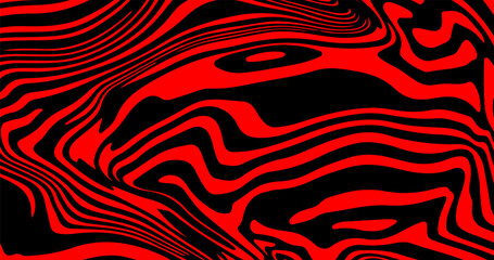 Abstract trippy red and black psychedelic background with melting and distorting lines resembling meat texture.