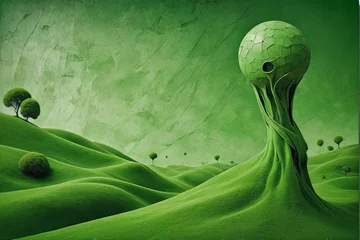 Zelfklevend Fotobehang green surreal landscape wallpaper © giovanni