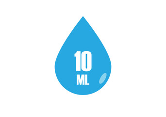 10 ml. Vector volume of 10 milliliters. Liquid drop design isolated on white background