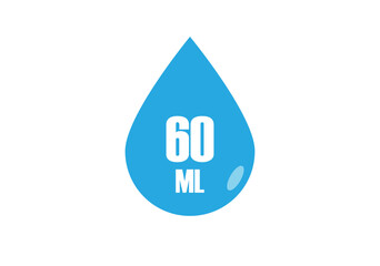 60 ml. Vector volume of 60 milliliters. Liquid drop design isolated on white background