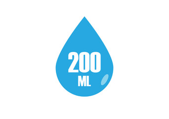 200 ml. Vector volume of 200 milliliters. Liquid drop design isolated on white background