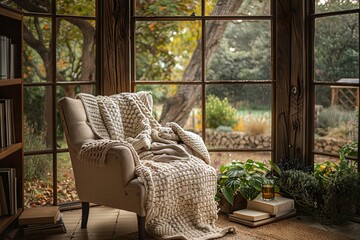 Cozy Reading Nook with Garden View