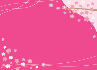 シンプルな濃いピンクの桜背景素材
