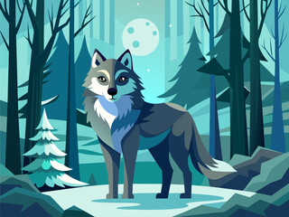 wolf in snow forest