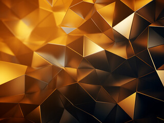 Shimmering geometric forms on golden backdrop. AI Generation.