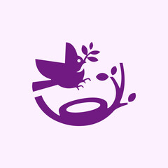 Minimalist modern Bird nest logo for bussiness and company