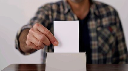 Civic duty and democratic participation with an illustration of a people delicately placing the vote in a ballot.  Generative AI technology