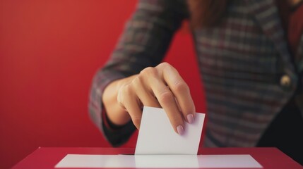 Civic duty and democratic participation with an illustration of a people delicately placing the vote in a ballot.  Generative AI technology